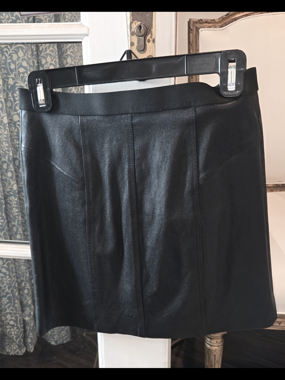 Theory Black Leather Mini Skirt